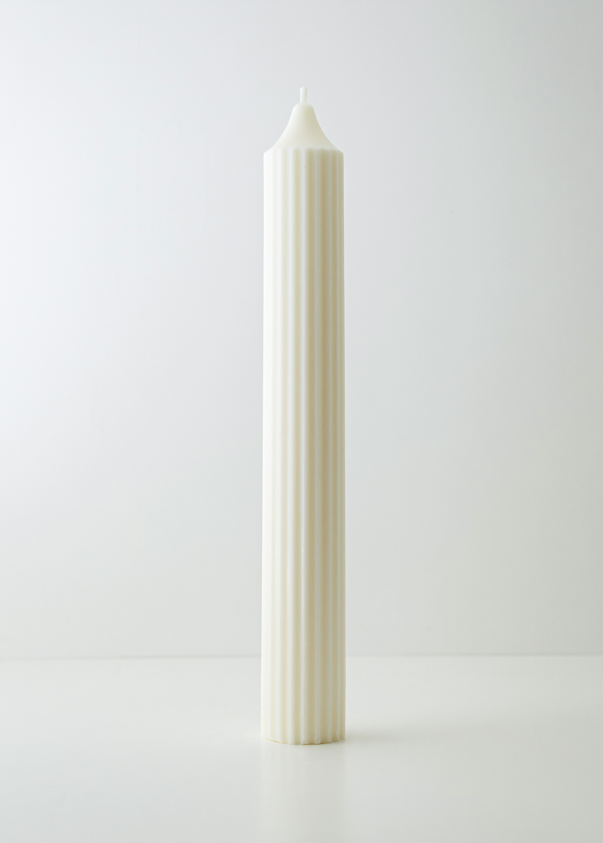 Objects of Light pleated pillar candle set white ceramic with ribbed texture and tapered wick

